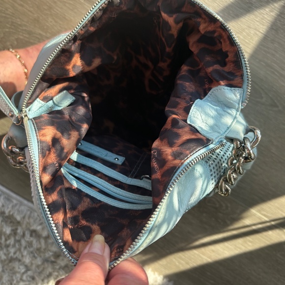 B. Makowsky Mint Leather Hobo — Leopard Lining, Chain Strap - Picture 3 of 11